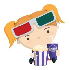 DeeDee watching with popcorn